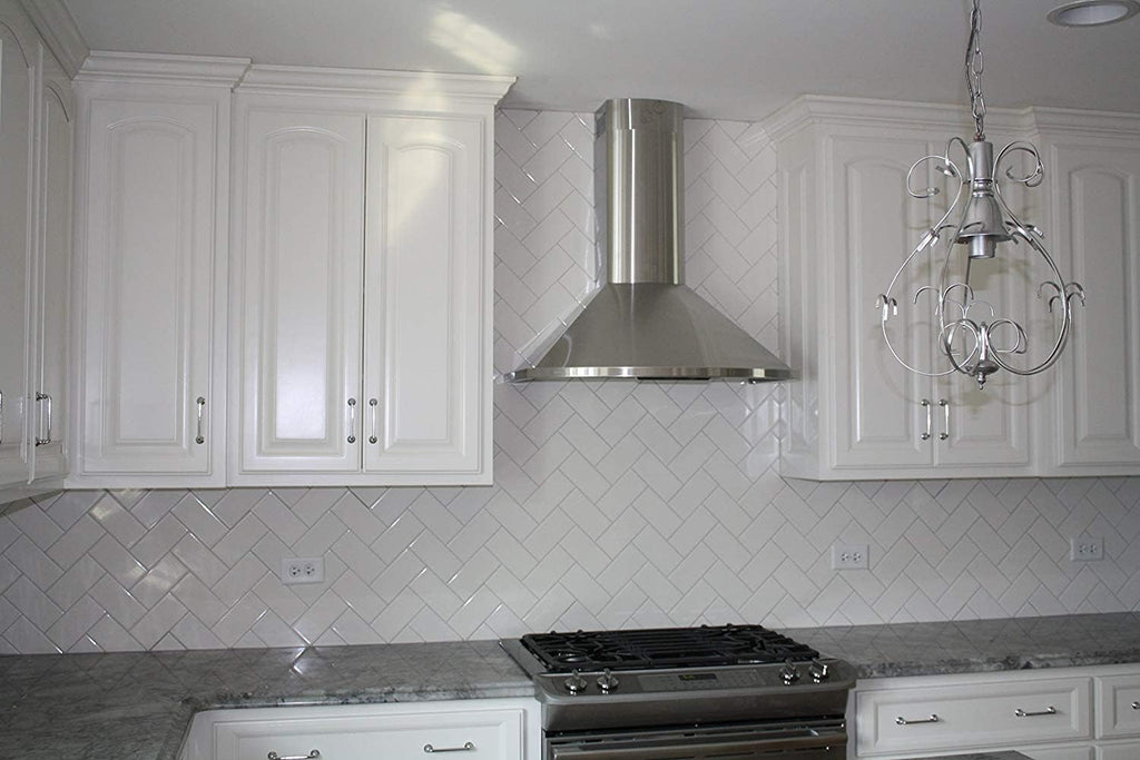 White Ceramic 3x6 Glossy Subway Wall Tile Backsplash Shower, Accent Decor, Fireplace (80 Pieces - Box of 10 sq.ft.)