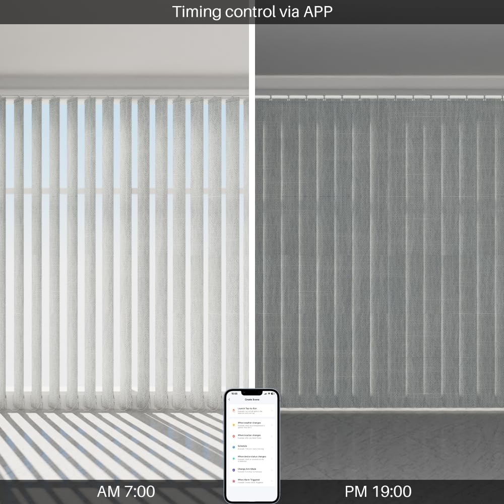 Motorized Vertical Blinds Compatible with Alexa Google Home, Blackout Sliding Door Shades Smart Vertical Blinds