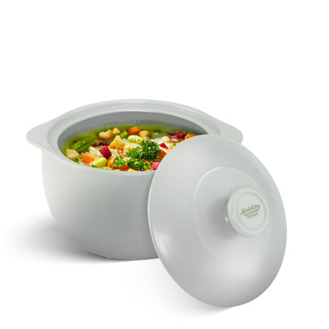 1-Qt Porcelain Dutch Oven with Lid - Lead & Cadmium Free, Oven Safe to 482°F, Heat Retention, Clay Pot for Cooking on