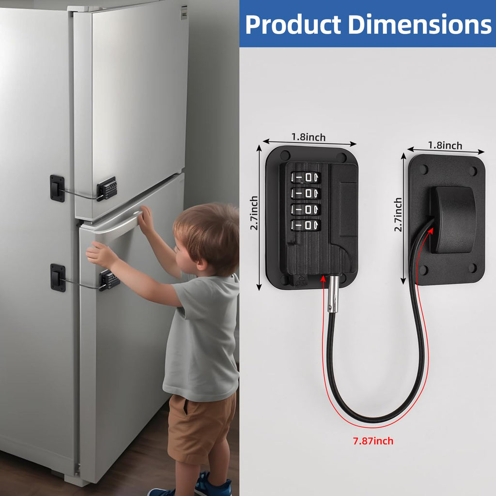 Refrigerator Lock, Heavy Duty Fridge Locks for Kids, Freezer Lock with Combination for Refrigerator Drawer Cabinet