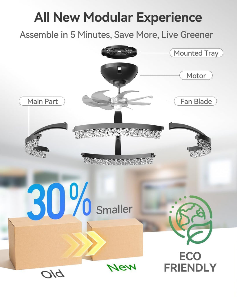 Ceiling Fans with Lights and Remote, 20'' Low Profile Ceiling Fans, 3000-6000K Dimmable Modern Flush Mount LED Fan Light, Fandelier Ceiling Fan for Bedroom, Kitchen, Living Room, Black A101-B0DNFGXWWJ