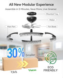 Ceiling Fans with Lights and Remote, 20'' Low Profile Ceiling Fans, 3000-6000K Dimmable Modern Flush Mount LED Fan Light, Fandelier Ceiling Fan for Bedroom, Kitchen, Living Room, Black A101-B0DNFGXWWJ