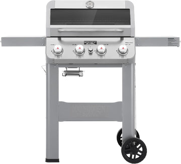 4-Burner Propane Gas Grill, Stainless Steel Outdoor BBQ Grill with Clearview Lid and Foldable Side Shelf for Patio and Garden