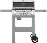 4-Burner Propane Gas Grill, Stainless Steel Outdoor BBQ Grill with Clearview Lid and Foldable Side Shelf for Patio and Garden