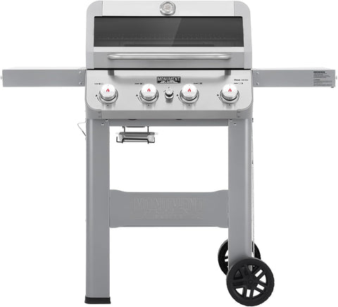 4-Burner Propane Gas Grill, Stainless Steel Outdoor BBQ Grill with Clearview Lid and Foldable Side Shelf for Patio and Garden