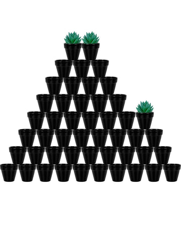 48 Pcs 2" Tiny Ceramic Terracotta Pots, Black Clay Pot