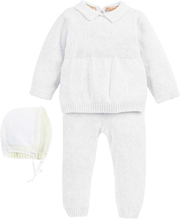 Baby Boys - Knitted Cotton Baptism 2pc Set