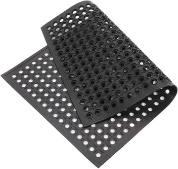 Commercial Anti-Fatigue Kitchen Floor Mat, Non-Slip Rubber Drainage Mat with Hexagonal Holes for Restaurant, Bar &