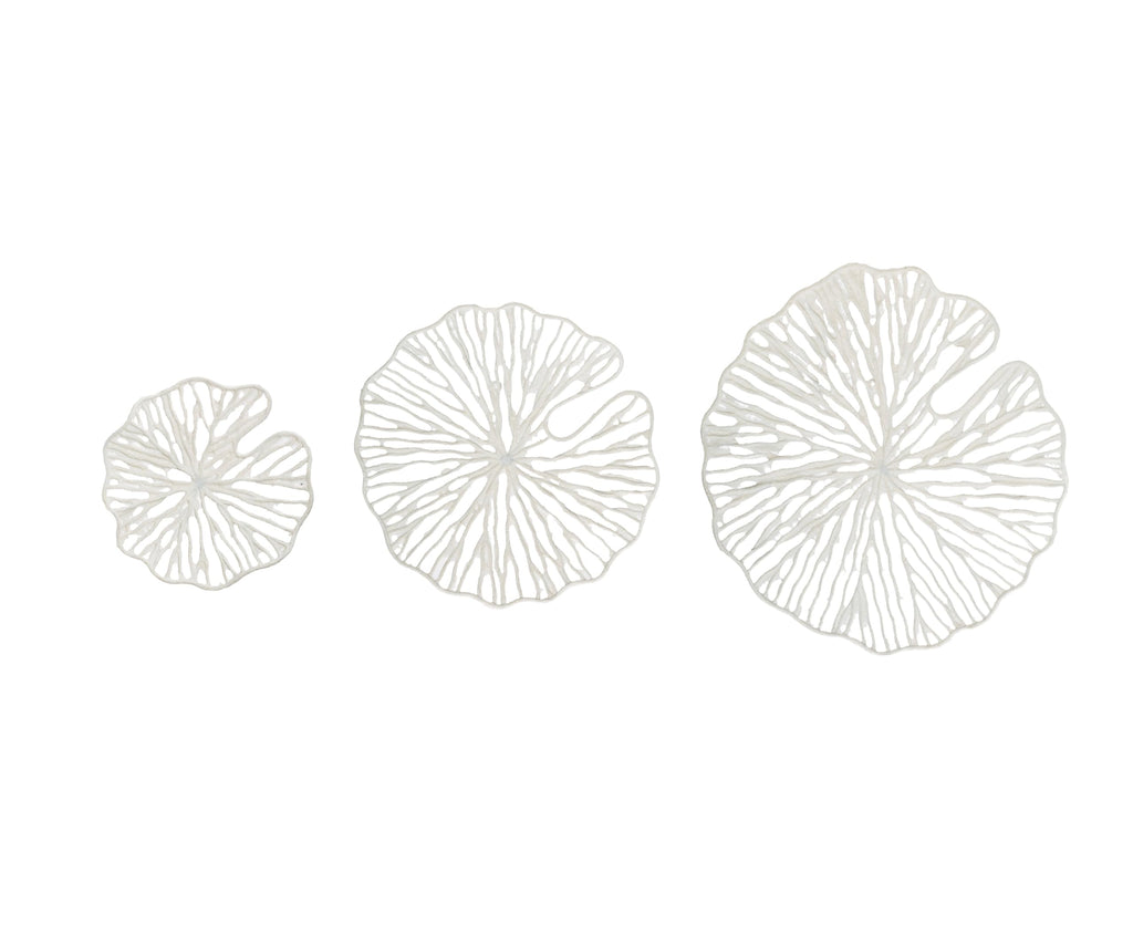 Handmade White Coral Shaped Paper & Metal Wall Decor (Set of 3 Sizes)
