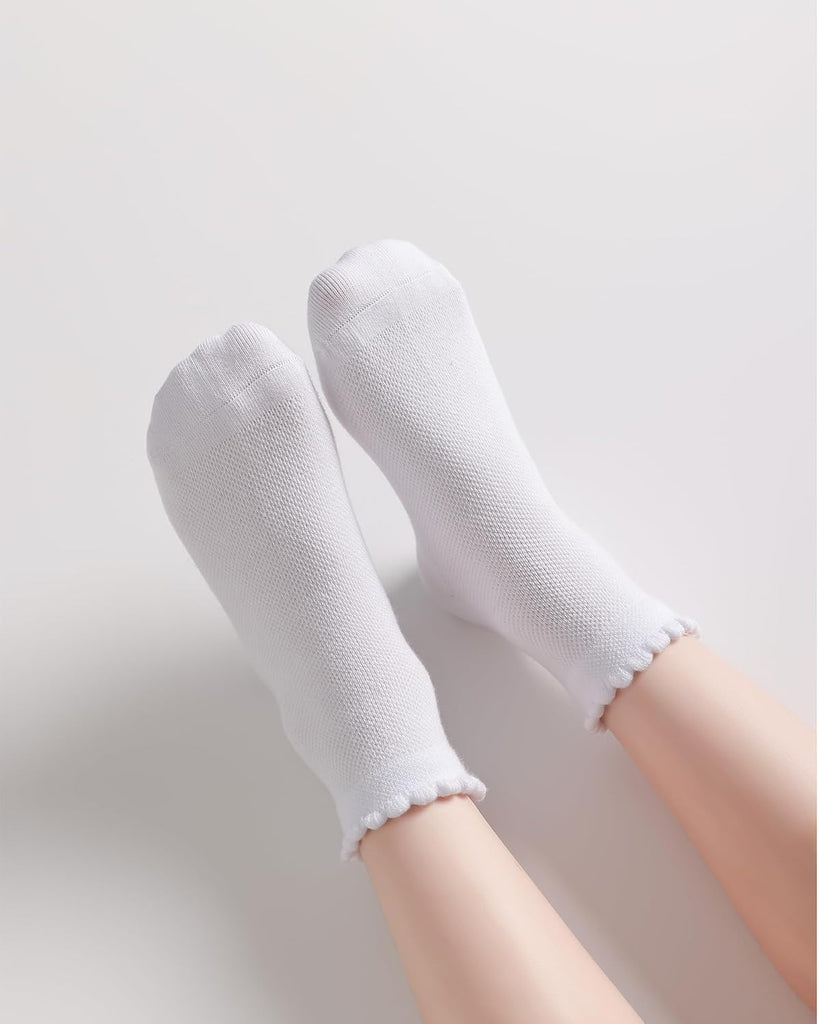 White Ruffle Socks Seamless Cotton School Uniform Ankle Socks
