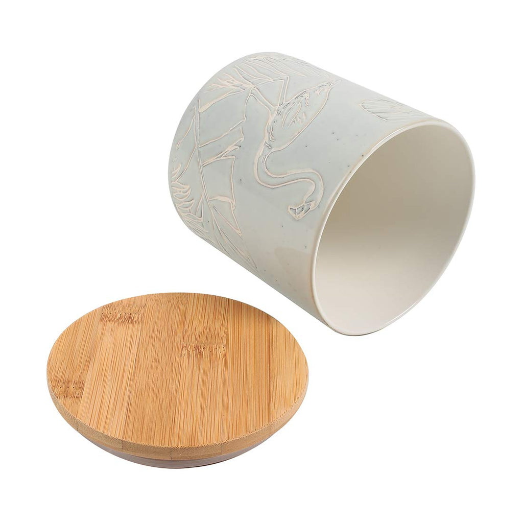 Mint Lawns Ceramic Storage Jar -Mint Green Kitchen Storage Jar, Wooden lid, Modern Print, Airtight, Dining, Tableware