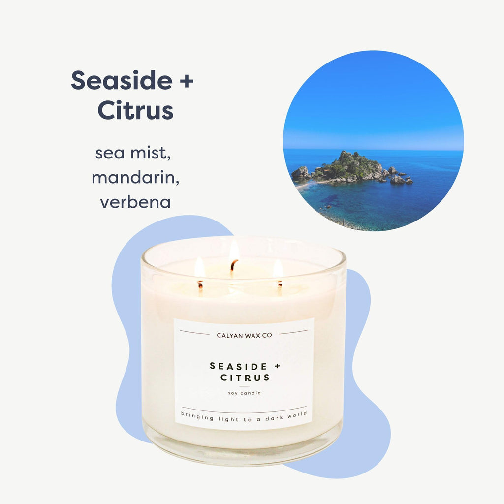 Seaside & 3 Wick Scented Candle - 43 Hour Burn