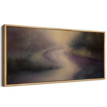 Extra Large Framed Canvas Print Wall Art Misty Purple Road Dark Moody Abstract Landscape Illustrations Modern Art