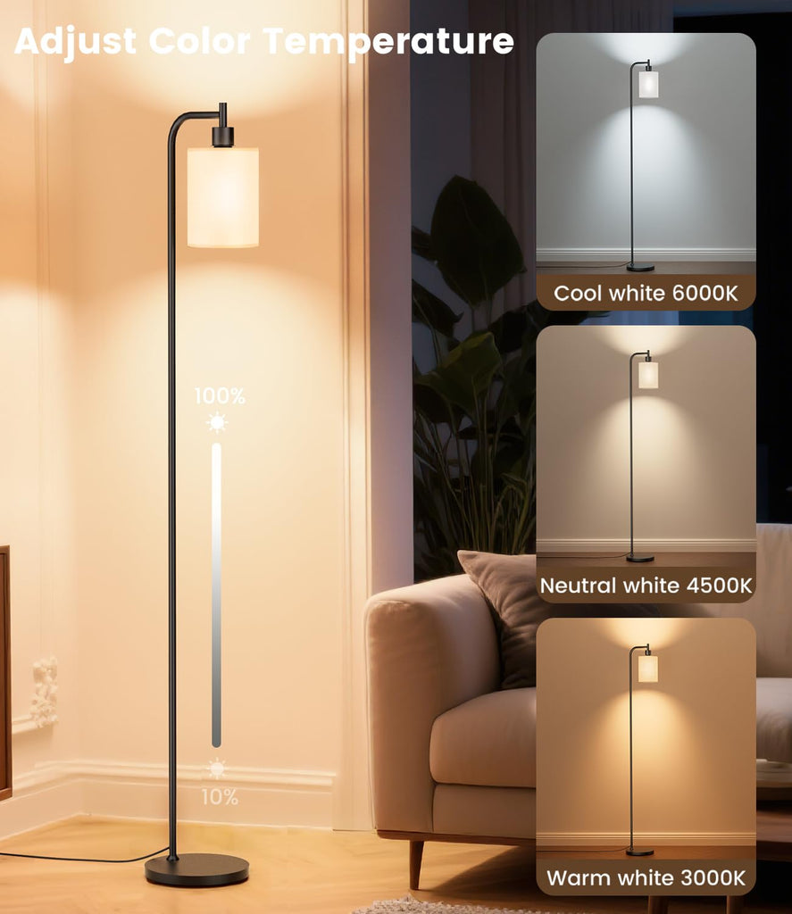 2-Pack Floor Lamps with Linen Shade Bedroom Corner