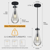 Raindrop Pendant Lights Kitchen Island Teardrop PlatingBlack Hanging Light Clear Solid Glass Pendant Light Modern Chandeliers for Dining Room Porch Corridor Living Room(PlatingBlack 1-Pack) A121-B0DL48FWDW
