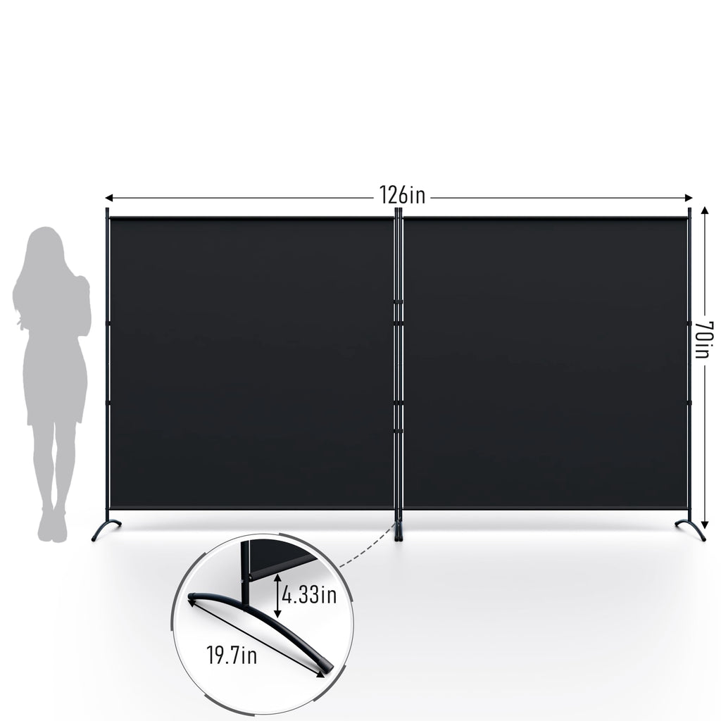 2 Panel Large Room Divider, Folding Privacy Screens for Room Partition, Black
