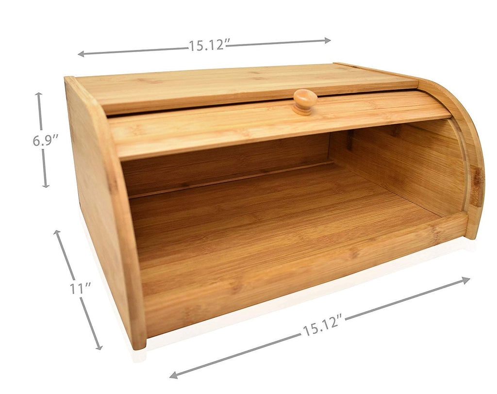 Bread Box - Natural Bamboo Roll Top Countertop, Large