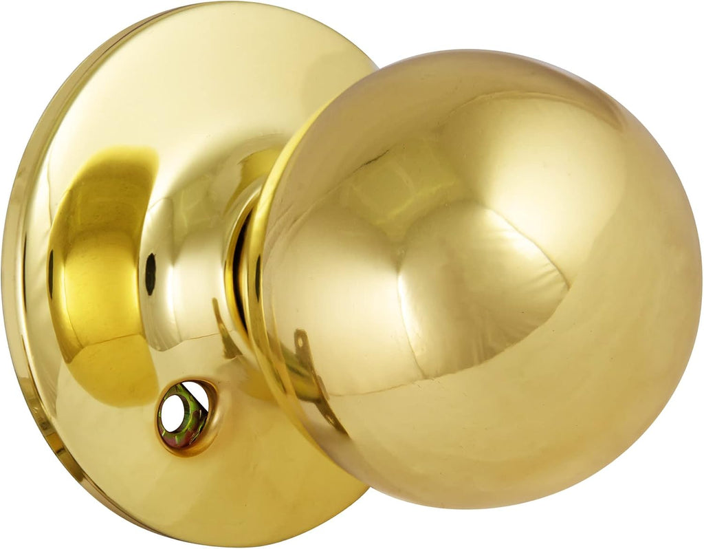 Ball Passage Door Knob, Polished Brass