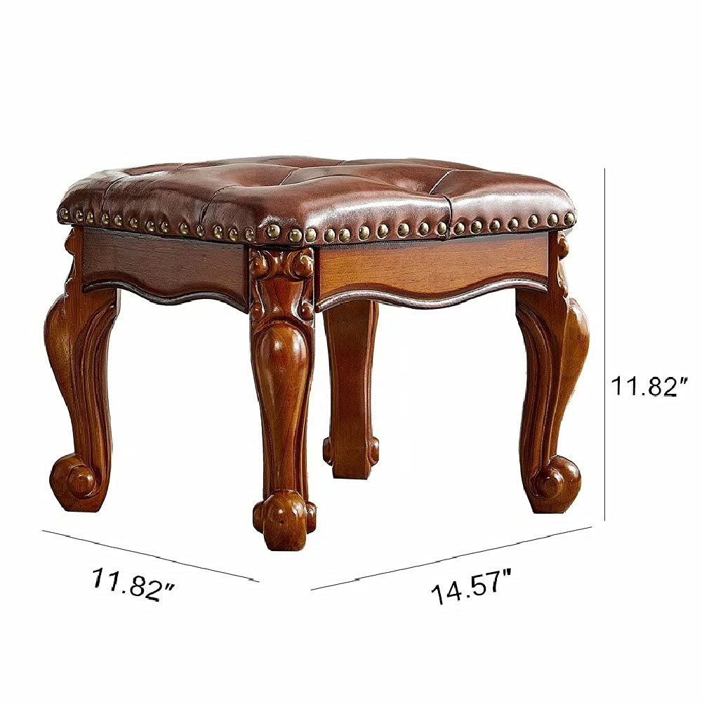 Foot Stool Ottoman with Microfiber Leather Cushion Footrest Sofa Stool, Foyer, Living Room, Bedroom, Simple Assembly