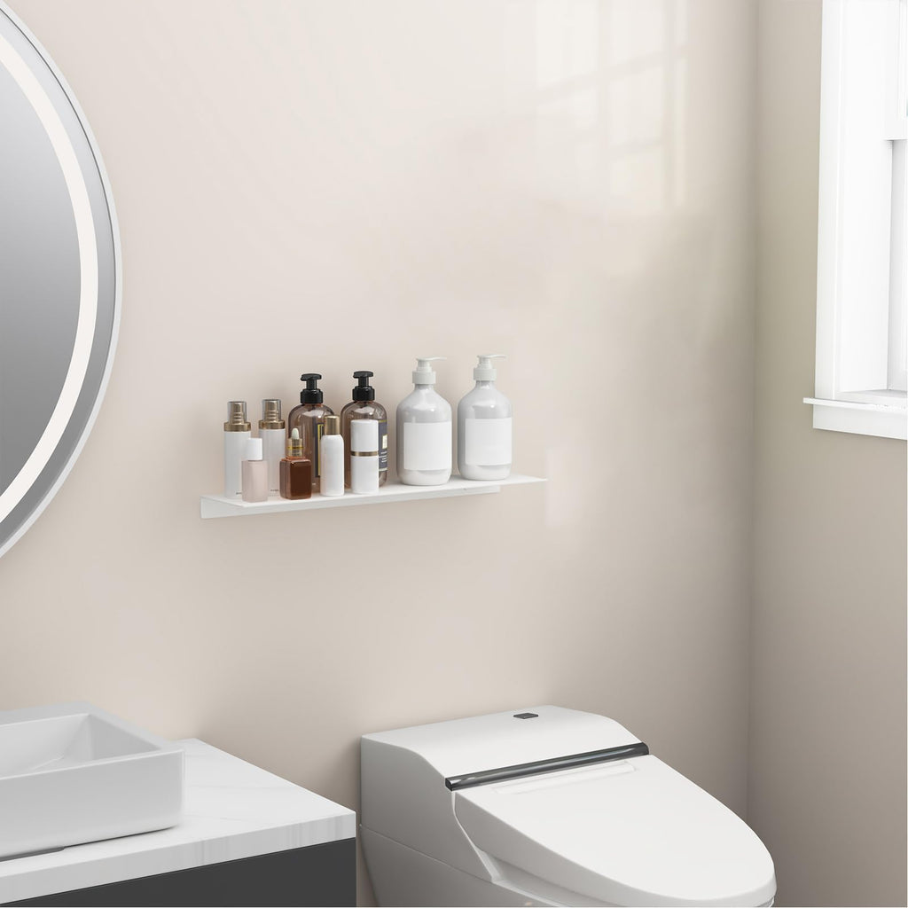 20 inch Long White Floating Shelf for Wall Organizer & Storage, Display Shelf, Metal Wall Shelf