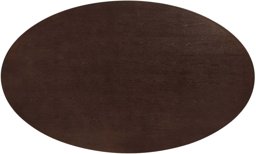 Inspired Tulip Style Oval Pedestal Dining Table — Black Cherry Walnut, 78″ Oval