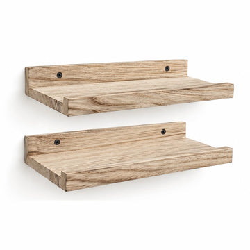 Mini Floating Shelves, Small Natural Wooden Display Wall Shelf for Picture Ledge, Natural Color, Wall Mounted, 12 x