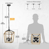 4 Light Chandelier Fixture, Farmhouse Light Fixtures Geometric Metal Cage Modern Ceiling Light with Adjustable Height, E12 Base Hanging Lights for Kitchen Island, Dining Room, Living Room, Indoor A128-B0C14G7XHP