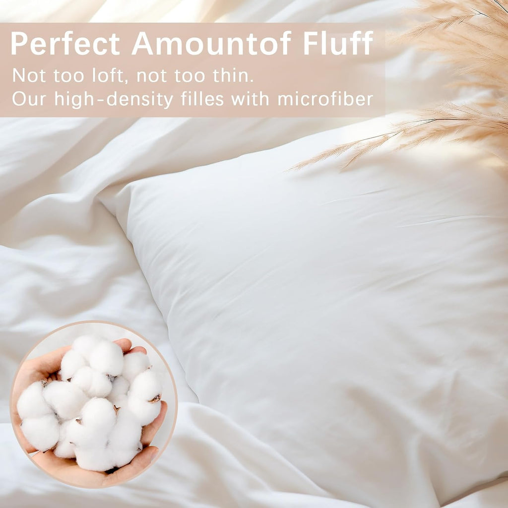 Throw Pillows Insert, White 22x22 in Pillow Inserts with 100% Cotton Cover,Bed and Couch Decorative Stuffer - Set of 2