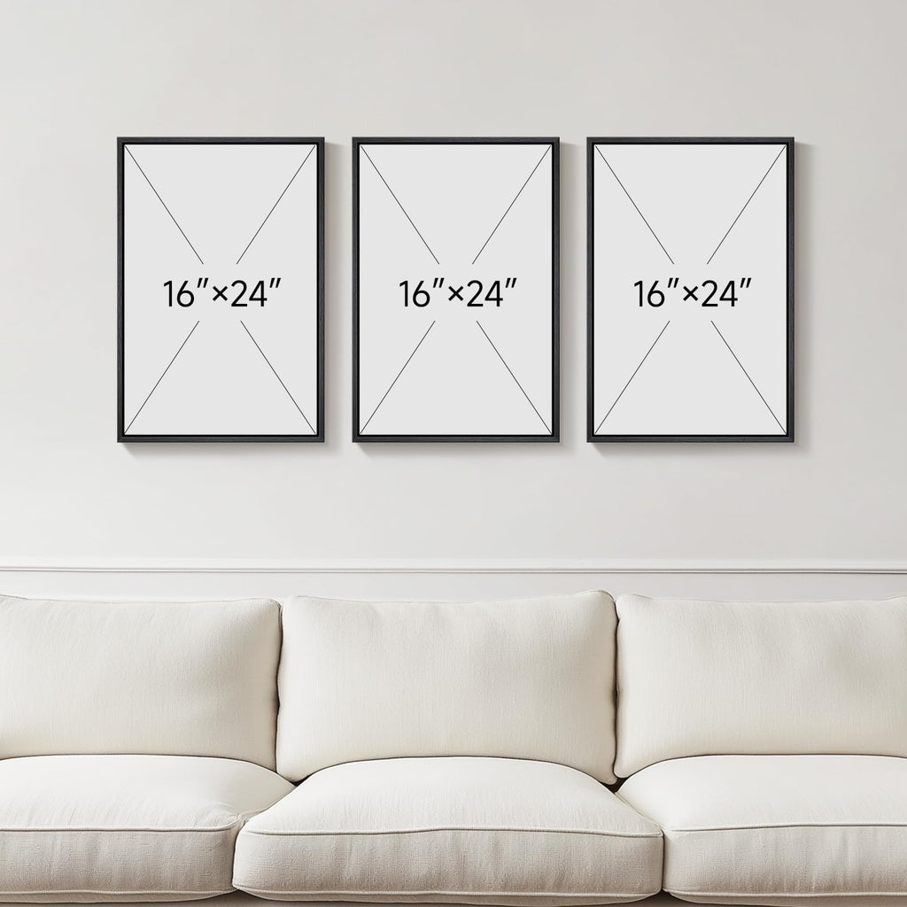 3D Textured Framed Black and White Abstract Wall Art Set of 3, 16x24 In