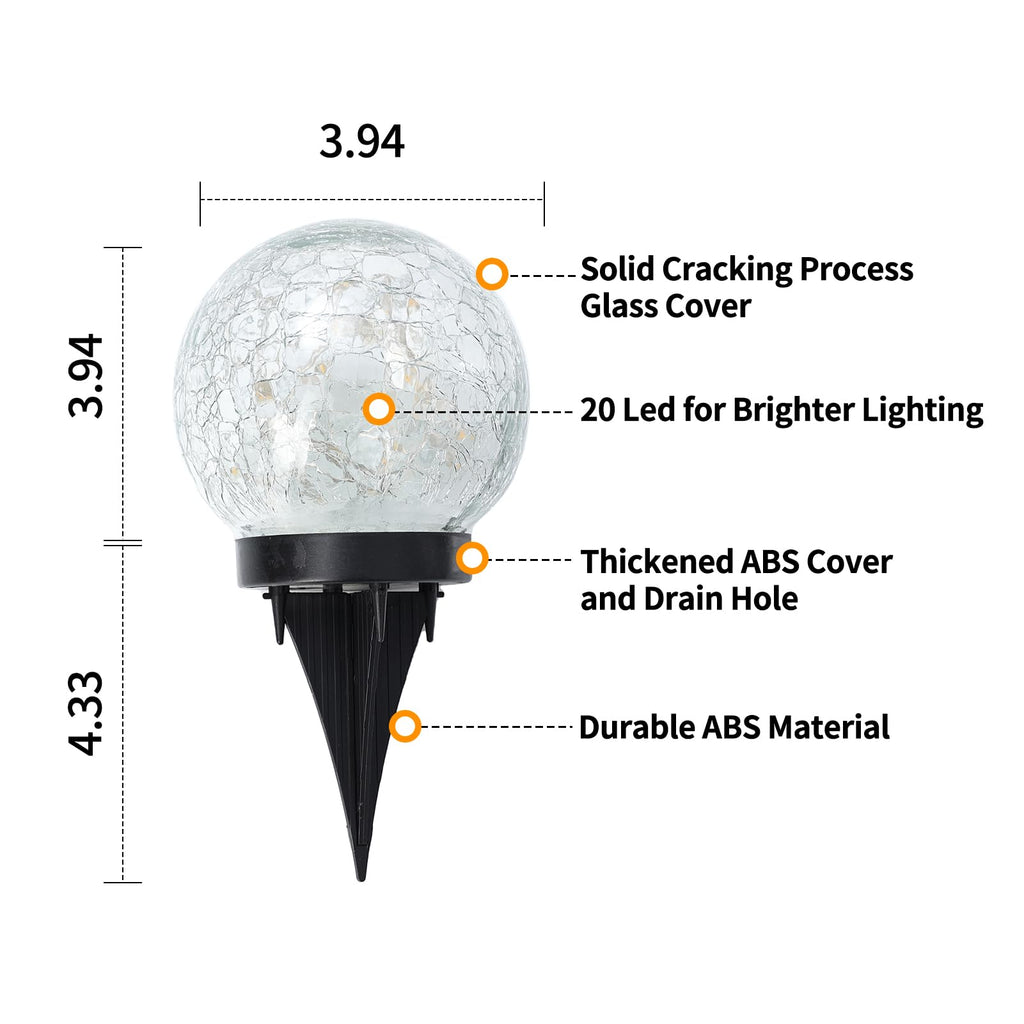 Solar Globe Lights Outdoor Waterproof-Solar Balls for Garden