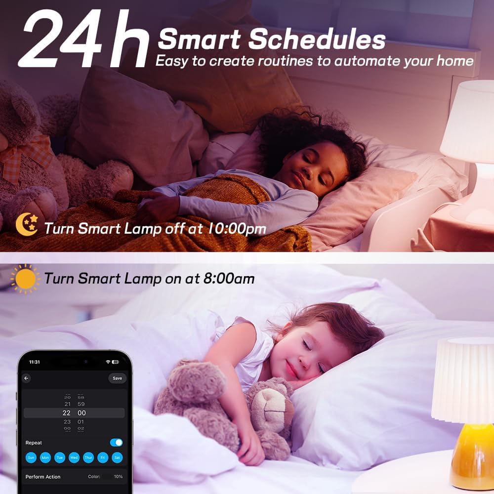 Smart Led Light Bulbs, Wi-Fi Magic Home Light Bulbs for Alexa & Google Assistant, E26, A19 Music Sync Color Changing