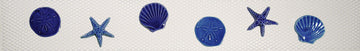 Shells Step Markers Ceramic Swimming Pool Mosaic (3" x 24", Blue)