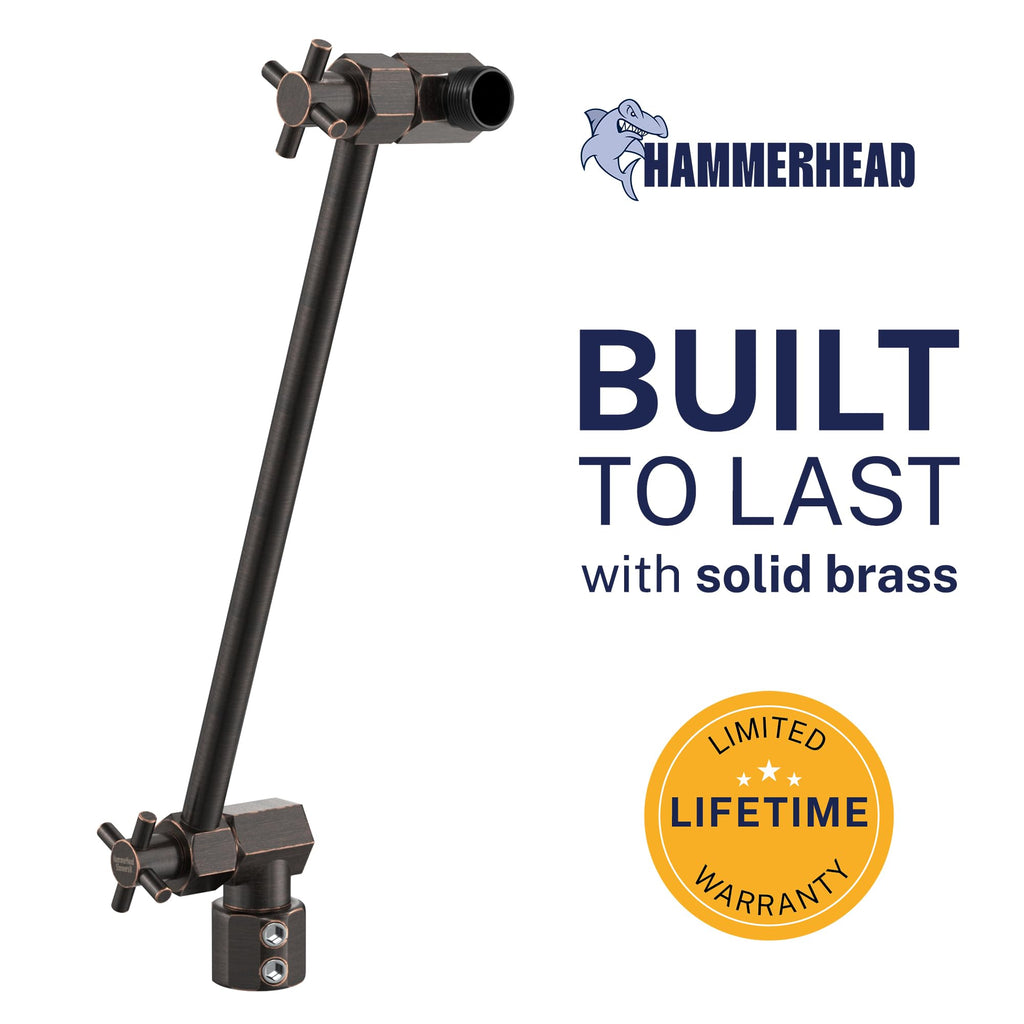 Metal Adjustable Shower Head Extension Arm, 12 Inch Reach