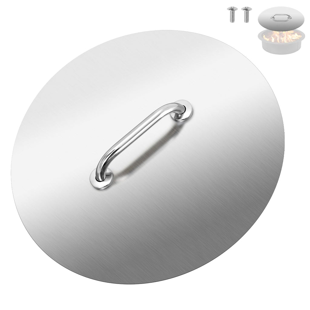 Round Fire Pit Lid 20 Inch, 304 Stainless Steel Fire Pit Ring Lid 1.5mm Thick Fire Pit Burner Cover for Any Round