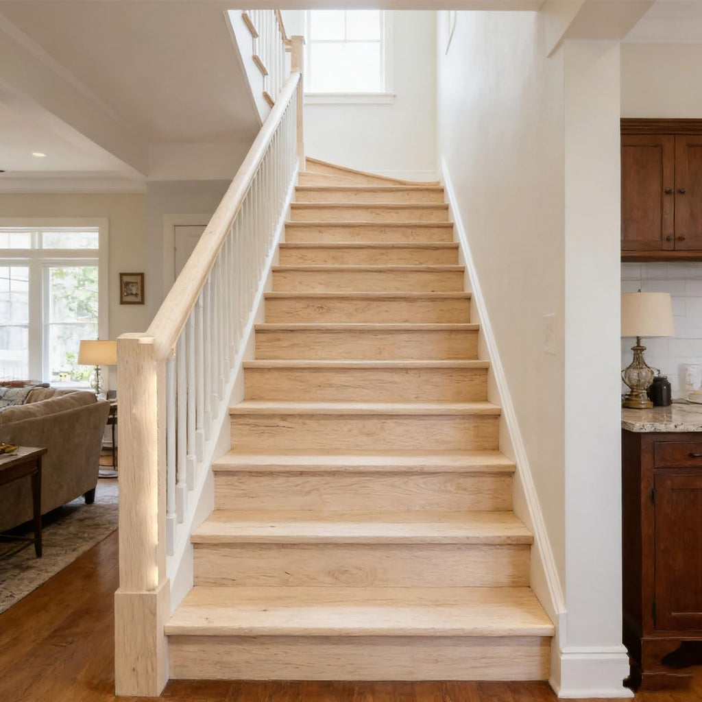 Solid Wood Stair Tread, Wood Stair Tread for Stair Remodel, Retro Fit Tread Kit. Round Nose Profile (Ash Lumber 42" X