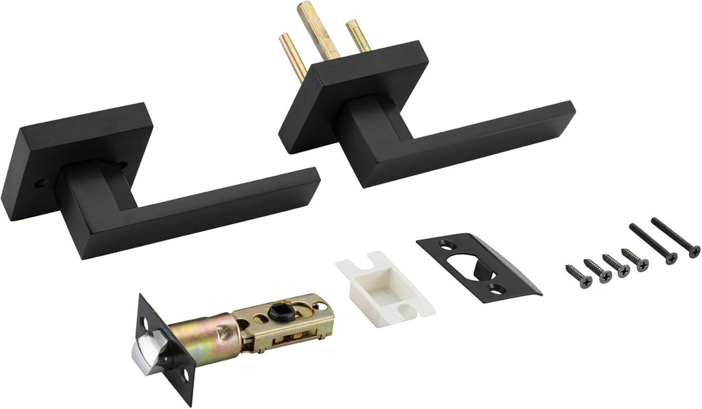 Contemporary Square Passage Lever Door Handle Non-Locking Lever Set [ or Closet Doors] Reversible for Right & Left - Door Lever