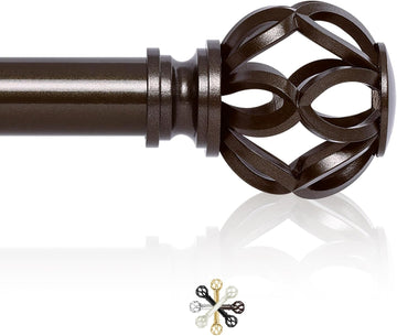 Bronze Decorative Farmhouse Curtain Rods:18-45 Inch Adjustable Heavy Duty Single Window Curtain Rod Living