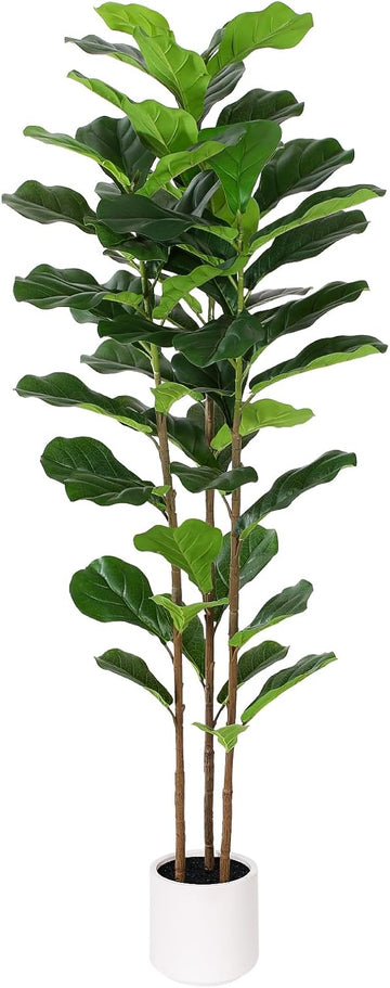Artificial Fiddle Leaf Fig Tree 5FT Faux Fiddle Leaves Fig Tree Artificial Plants in Pot Outdoor Fake Tree Plants
