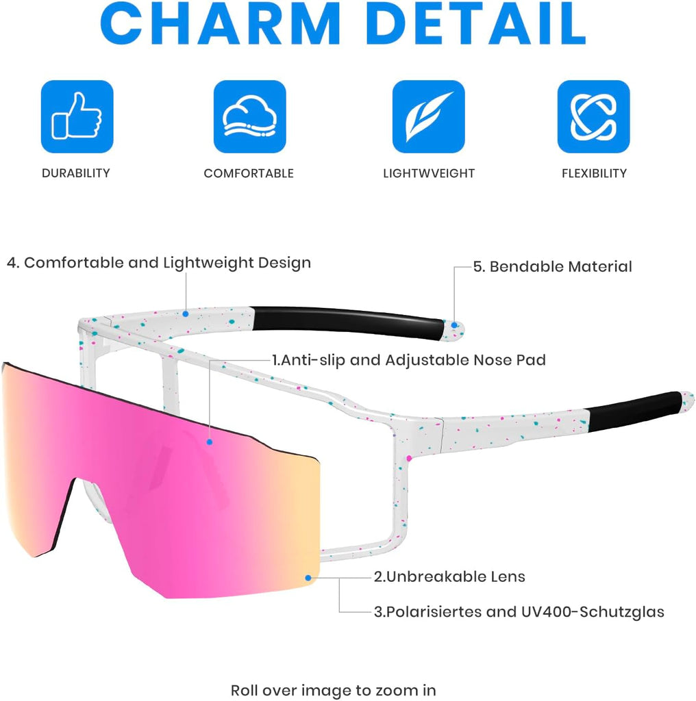 Polarized Kids Sunglasses, UV400 Protection Baseball Sunglasses for Youth Boys Girls, Softball Cycling Running Sports