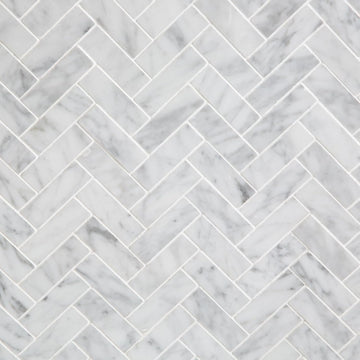 Marble Mosaic Tile, Marble Backsplash Bathroom Wall Floor, Pack of 5 Sheets (White Carrara Polished, 1x3 Inch