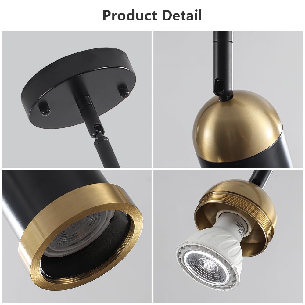 Track Lighting Kit Black Track Light Flexibly Rotatable Light Head Adjustable Height Modern Spotlight Living