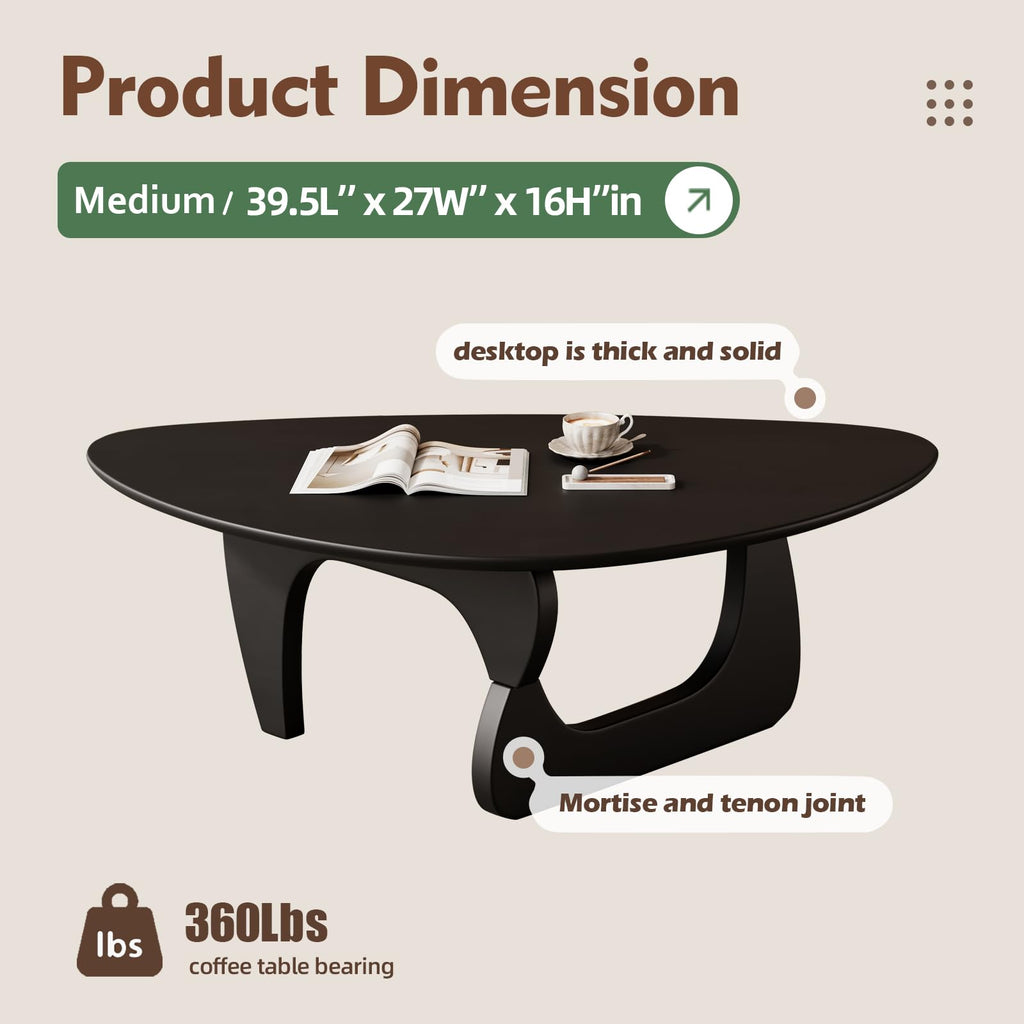 Mid Century Modern Coffee Table - Black Wooden Coffee Table, Center Table Suitable Living Room Reception Office