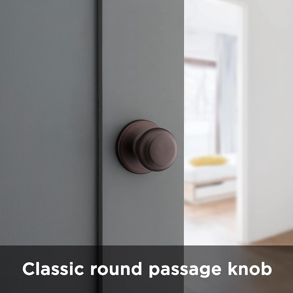 Cove Interior Passage Door Knob, Handle For Closet and Hallway Doors, Non-Locking Doorknob, Venetian Bronze