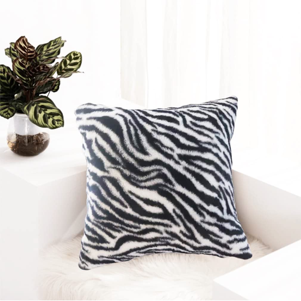 Square Stripe Pillow Cover Faux Fur Zebra Throw Pillows 20x20 Black White