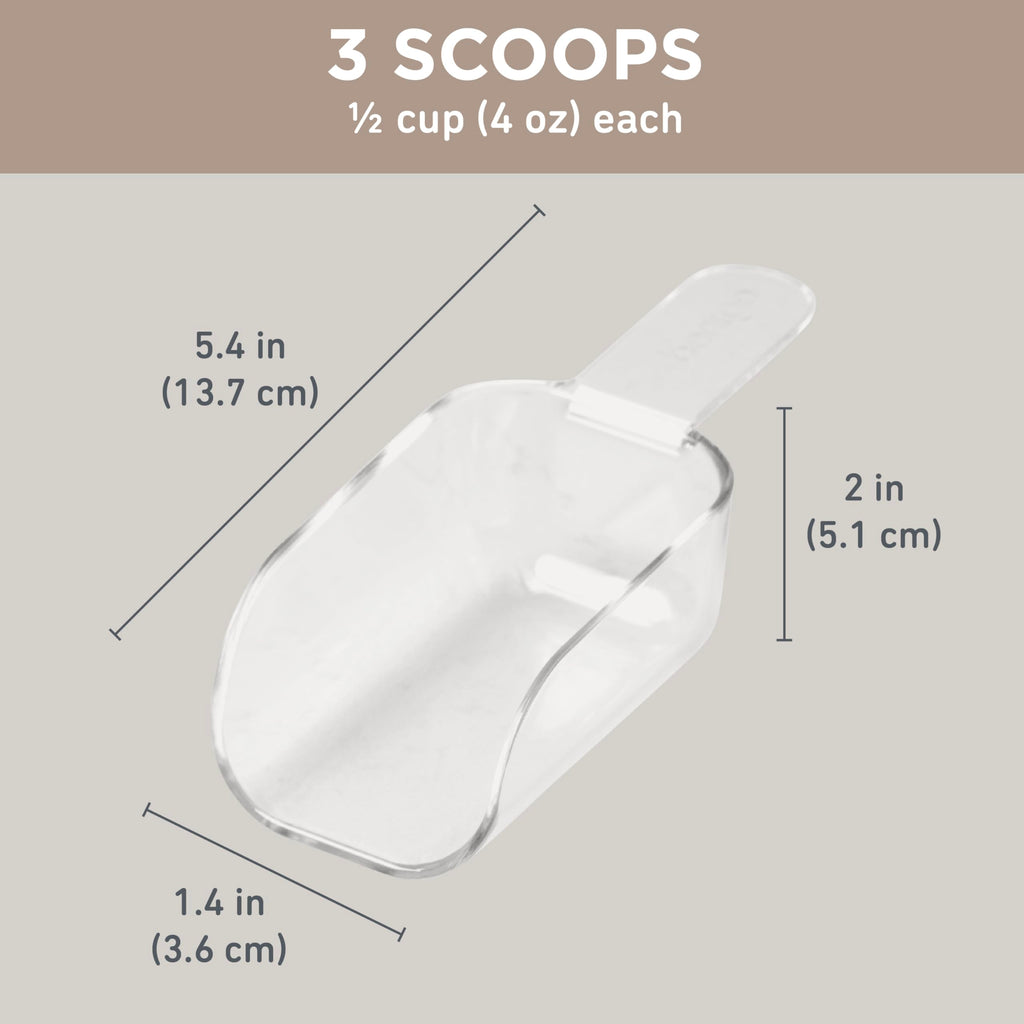 Pantry 3-Piece All-Purpose Scoop Set, 1/2 Cup, BPA-Free (Clear)