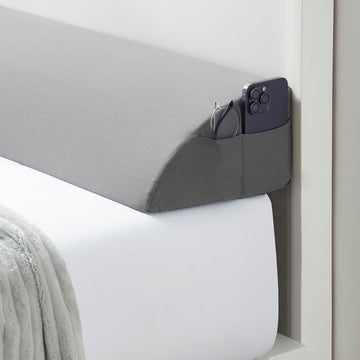 Bed Wedge Pillow for Headboard, Bed Gap Filler Cal King Size with Side Pockets, Headboard Wedge Pillow for Sleeping