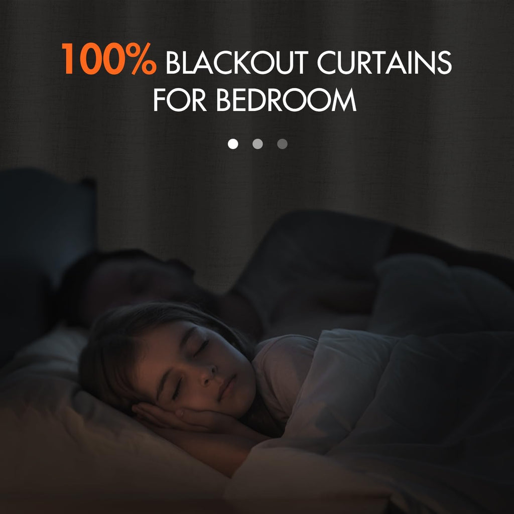 100% Blackout Curtains 84 inches Long Linen Curtains & Drapes 2 Panels Set for Bedroom Back Tab Living Room Darkening