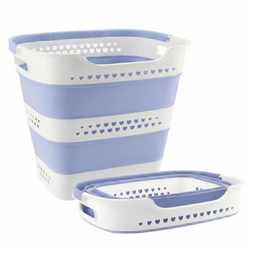 Collapsible Plastic Laundry Basket Hamper with Handles, Foldable Pop Up Storage Container Organizer for Washing