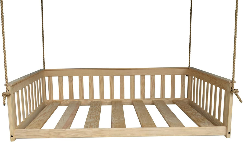 A&L Furniture VersaLoft Amish-Made Pine Full Mission Swingbed with Rope, Unfinished