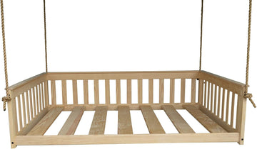A&L Furniture VersaLoft Amish-Made Pine Full Mission Swingbed with Rope, Unfinished